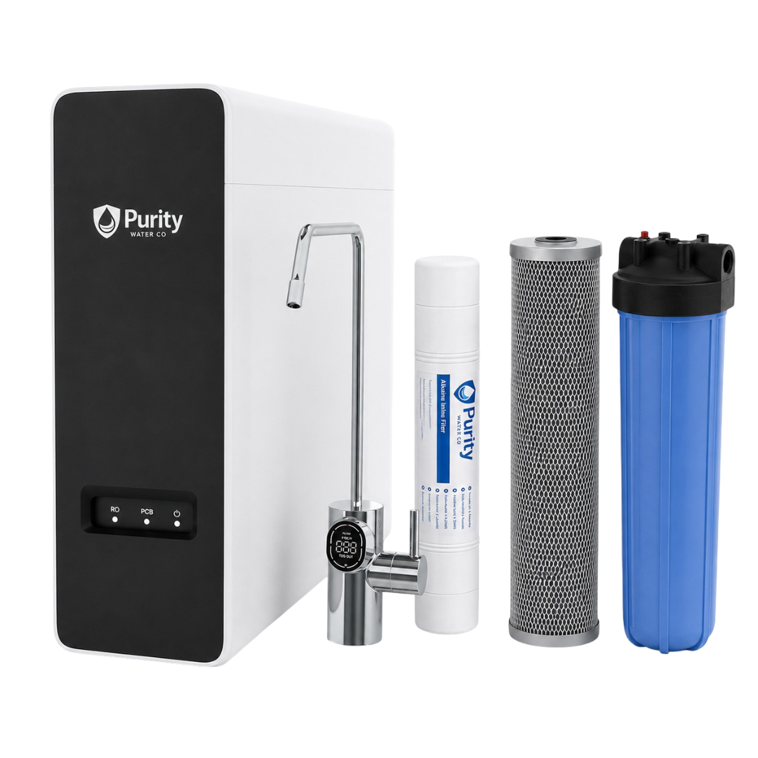 Purity Microplastics Elimination Bundle with whole-home PFAS filtration and tankless reverse osmosis